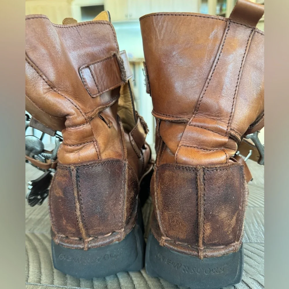 BOSETON Leather Skull & Bones Motorcycle Streampunk Boots Men’s Size 11.5
